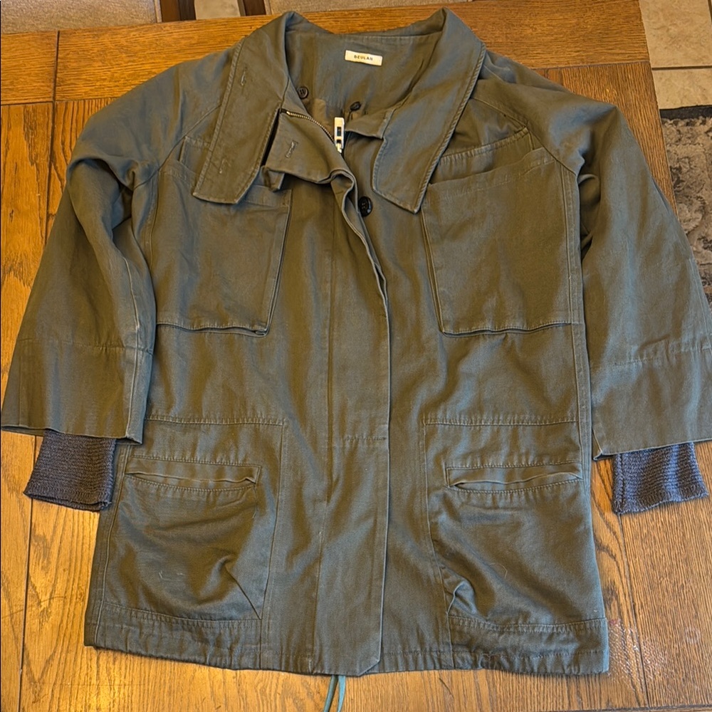 Beulah Green Utility Jacket with 3/4 Sleeves